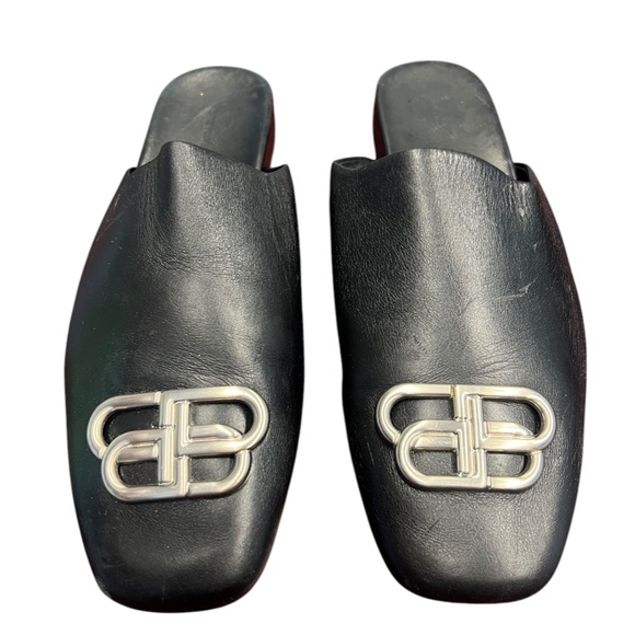 Balenciaga Leather Mules Black Square-Toes used condition IT mens 42 - Picture 1 of 8